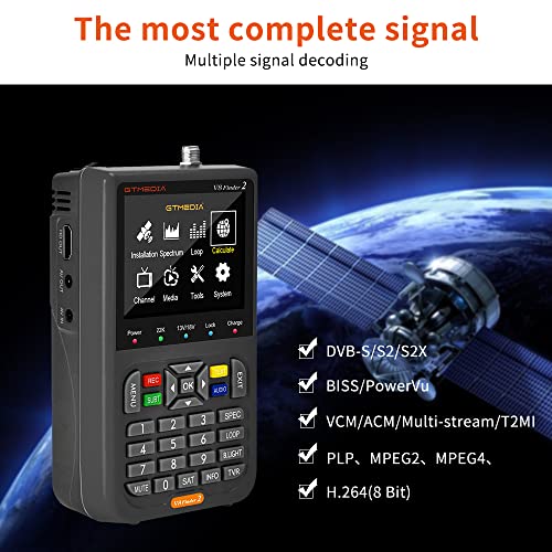 Gt Media V8 Finder2 7.4V Satellite Finder Meter 1080P Hd Tv Dvb-S/S2/S2X Digital Fta Sat Signal Detector For Adjusting Sat Tv Dish[Iron Gray] #TOP6