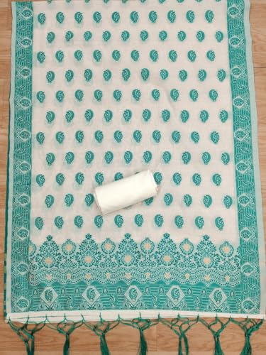 Image of Handloom Banarasi Cotton Unstitched Salwar Suit with Dupatta, 50 Inch Length, Women's Unstitched Salwar Suit Dress Material with Dupatta, Unstitched Salwar Suit Set