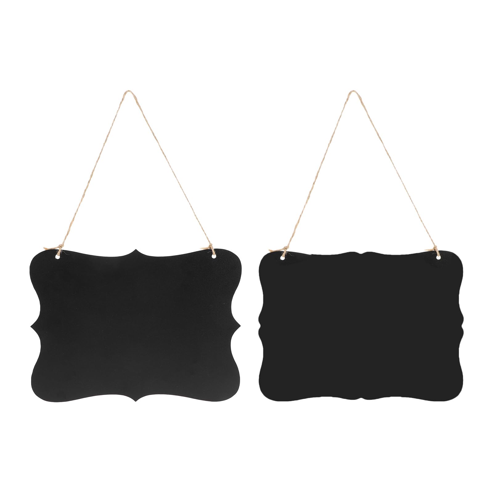 Amosfun 2Pcs Hanging Small Wooden Blackboard Signs Double-Sided Chalkboard Pendant 9X7 Inches for Home Message Display and Christmas Door Decoration