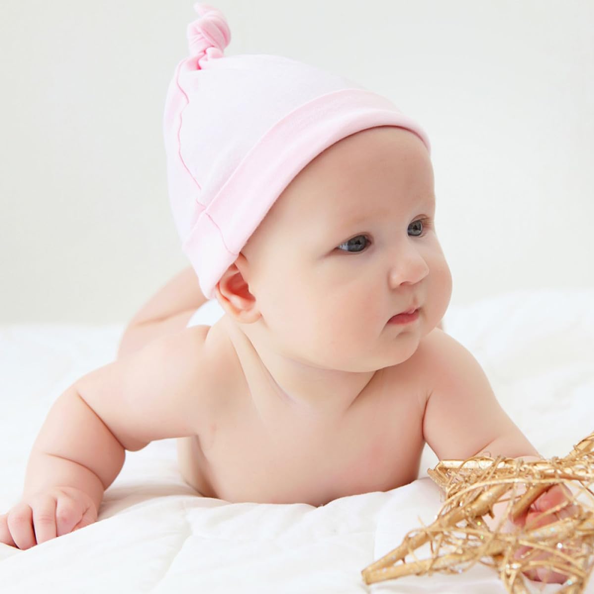 Healeved 3 Sätze Baumwollmützen Niedliche Knotenmütze Für Neugeborene Warmhaltend Unisex Gemischte Farben Für Drinnen Draußen 3 Stücke * 3