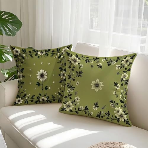 Housse coussin 60x60cm imperméable en velours vert lot de 2