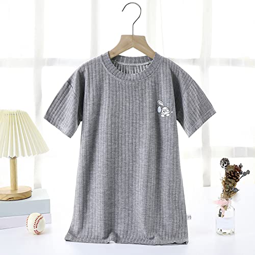 Cute Bunny 𝐍ightgown for Girls Short Sleeve Cotton 𝐏ajamas Princess 𝐍ightgown Toddler Girls Loung𝐞wear Knit 𝐏𝗝s2