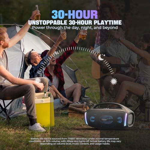Image of TRIBIT StormBox Blast 2 Bluetooth Speaker, 200W Portable Speaker with Subwoofer, XBass, LED Lights, Bt v5.4, IP67, Custom EQ, 30H Playtime, Karaoke Function - Perfect for Outdoor Party /Garden /Beach