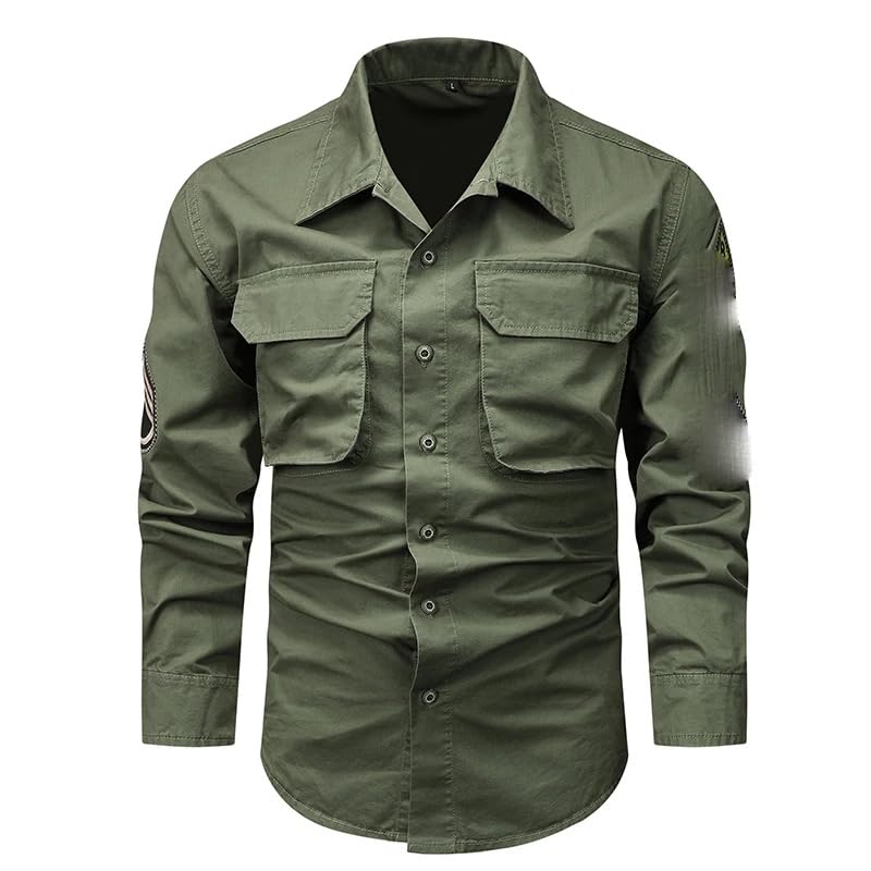 Camisa de exterior con múltiples bolsillos estilo vintage 2