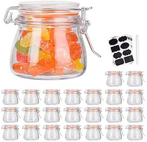 Encheng Tarros De Cristal De 4 Oz Con Tapas Regulares, Mini | Meses Sin