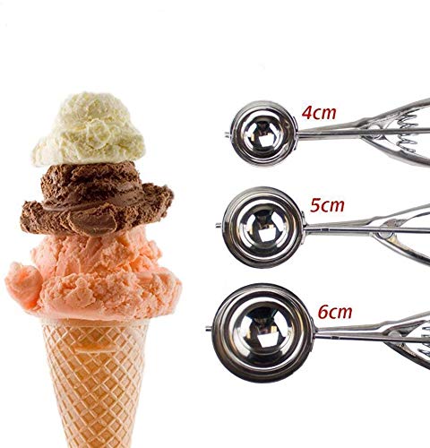 hanmir Ice Cream Scoop, Cookie Scoop Set, 3 Pcs Stainless Steel Ice Cream Scoop Trigger - Thumbnail 6