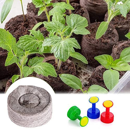 Greaked Plant Starter Pellets, 50 Pcs Fiber Soil Block, Seed Starter Soil Plug With 3 Bottle Cap Sprinkler For Planting Veggies Flower Seeds Herb Gardening #TOP3