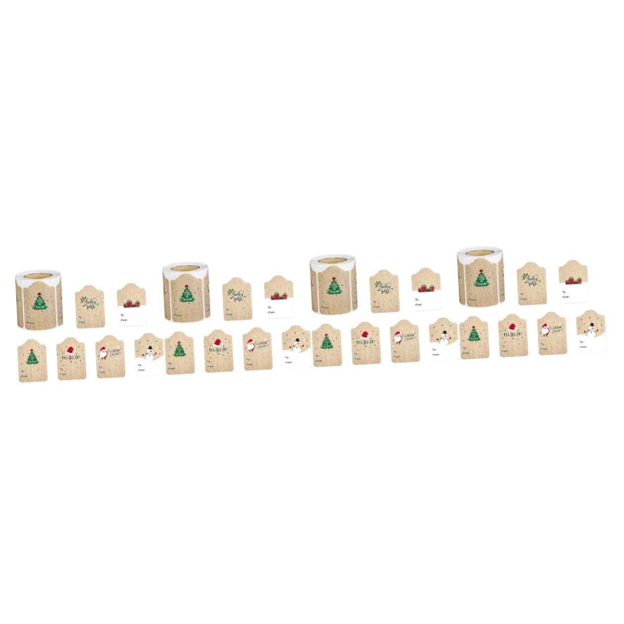 SEWACC 4rollos Etiquetas Navideñas Kraft Autoadhesivas Para Decoración Stickers De Diseño Para y Manualidades Variedades De Para Etiquetar y Embellecer Paquetes