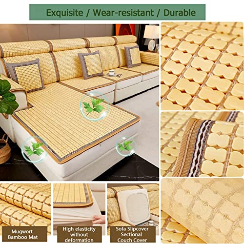 2023 Summer Bamboo Sectional Couch Cover Air Conditioning Mat, Cooling Sofa Seat Cushion Covers For 2/3/4 Seat ,Universal Seat Recliner Sofa Slipcover Furniture Protector For Dogs Cats Pet Living Room #TOP4