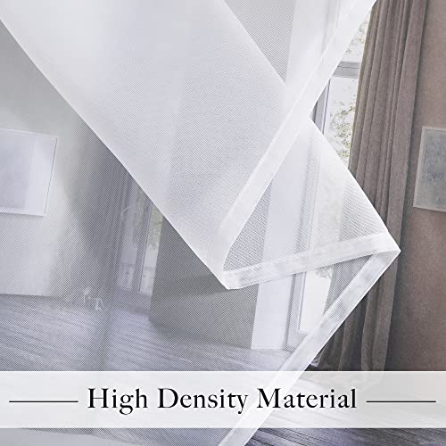 Ryb Home 4 Panels White Sheer Curtains, Extra Long Voile Sheer Drapes Airy & Breathable, Light Filtering For Large Window, Sliding Glass Door, Backdrop, W 54 X L 96 Inch Each Panel, 4 Panels #TOP4