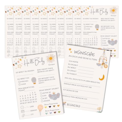 LUMOOM Lot de 10 cartes de jeu de fête prénatale à remplir, cartes de frappe pour fête prénatale, pour fête prénatale, pour garçons et filles