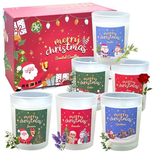 6 Pack Weihnachtskerzen, Duftkerzen im Glas, Duftkerzen Set für...