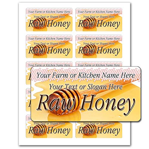 Raw Honey Farm Kitchen Personalized Name Mason Jar Rectangle Labels (Label-12, 50 Labels on 5 Sheets)