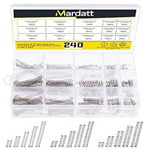 240 Pcs 15 Sizes Compression Springs Assortment Kit Mini Stainless Steel Springs for Repairs with Case, OD 4mm 5mm 6mm, 10-50mm Length, Wire Diameter 0.3mm, 0.4mm, 0.5mm