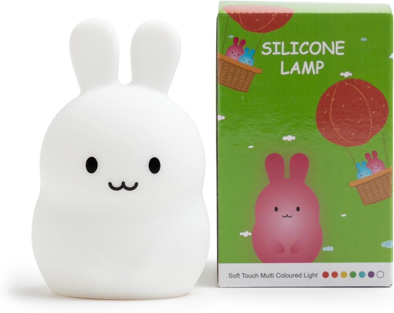 BebeDeParis Set Doudou Personalizado Conejito + Lámpara Silicona Luz Nocturna Bebé – Regalo Recién Nacido Baby Shower Nacimiento Niño Niña (Rosa)