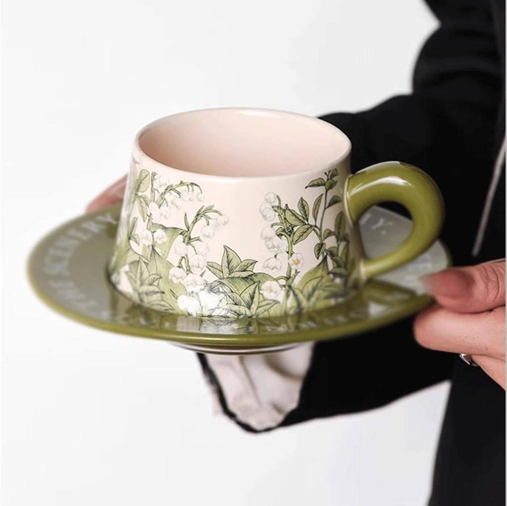 Kubki retro ceramiczny kubek i spodek popołudniowa herbata filiżanka do kawy i spodek kubek do kawy