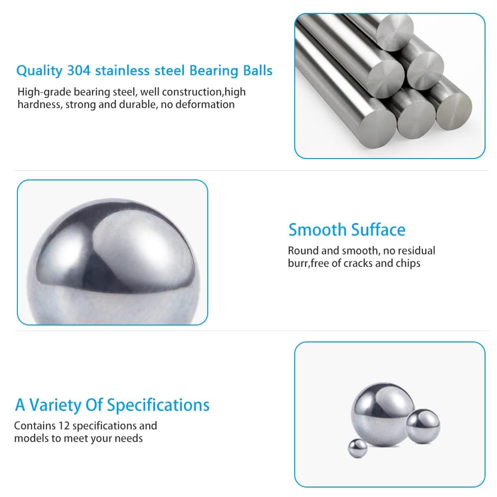 Breezliy 590Pcs 1-8mm Metric Precision Chrome Steel Assorted Loose Bicycle Bearing Steel Ball