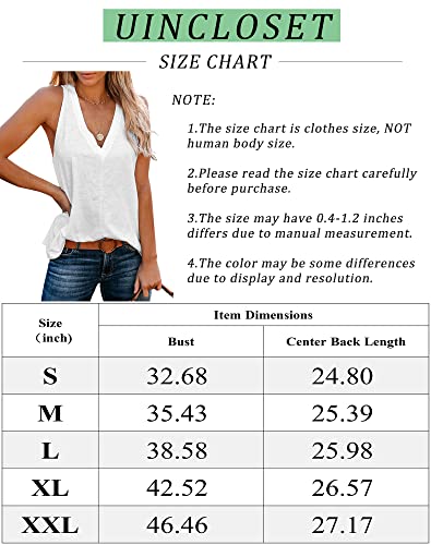 Uincloset Women's Summer Basic Sleeveless V Neck Casual Tank Tops (White,Medium) #TOP5