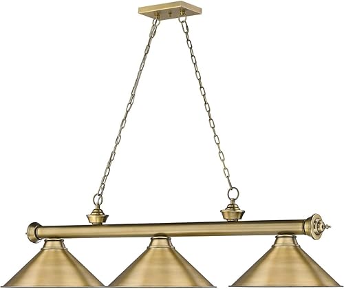 Miniatura 5 de Z-Lite 2306-3RB-RB15 - Colgante de billar con cordón, 3 luces, 180 vatios totales, latón frotado