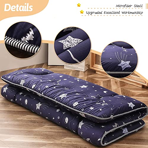 Image of MAXYOYO Navy Star Futon Mattress Japanese Tatami Mat Foldable Futon Portable Camping Mattress Kids Sleeping Pad Floor Couch, Full
