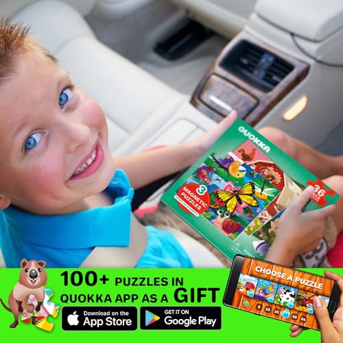 Image of QUOKKA Magnetic Puzzles for Kids Ages 4-6 - 36 Pieces Sudoku Toddler Puzzles Ages 2-4 - Travel Games for Kids 3-5 - Animal Farm Bugs Toddler Travel Toys - Car Airplane Road Trip Games for Boys & Girls