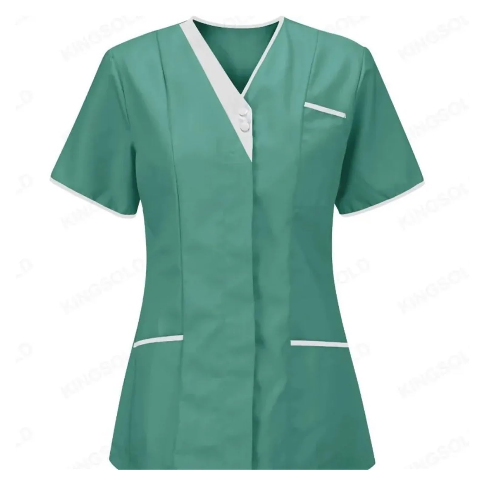 Kasacks Damen Pflege Krankenhaus-Oberteile for Händewaschen, Reine Baumwolle, Arbeitskleidung for Krankenpfleger, Oberteile, Kellneruniform, Arbeitskleidung(Green,L)