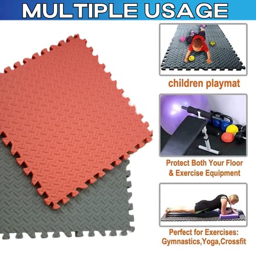 Image of 1 Inch /25mm Gym Floor mat Rubber for Heavy Workout Puzzle Floor mat for Home Exercise, Gym Equipment mat Interlocking Eva Foam Flooring Rubber Tiles Yoga, Kids Gym Mats for Floor