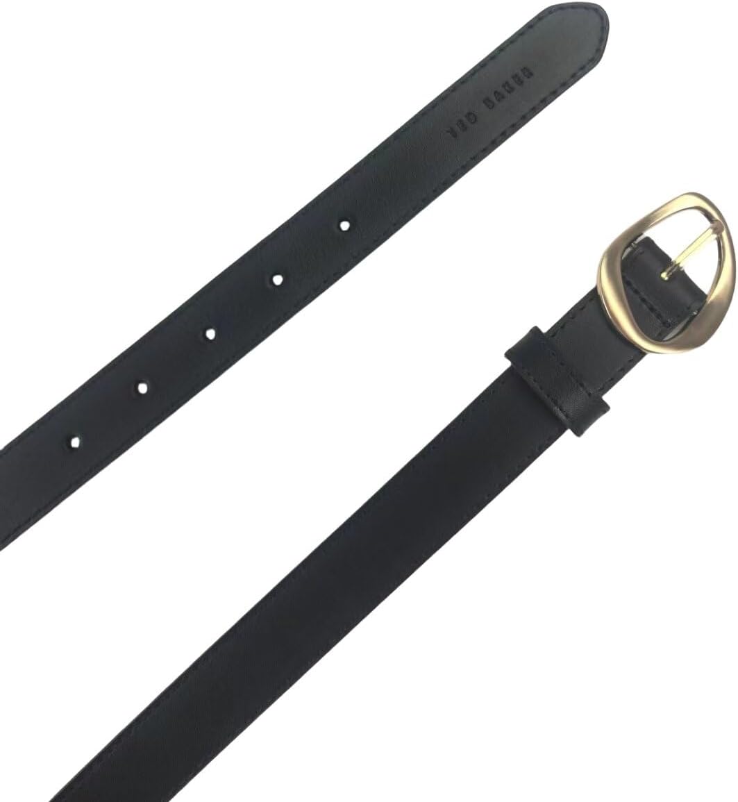 Ted Baker Women's Belt, Black, Small-XL, Leather, Brass Buckle