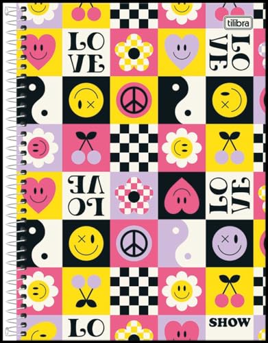 Kit de Caderno, 01 Matéria, Capa Dura, Show Feminino, 80 Folhas, Tilibra, Pacote com 4 Unidades