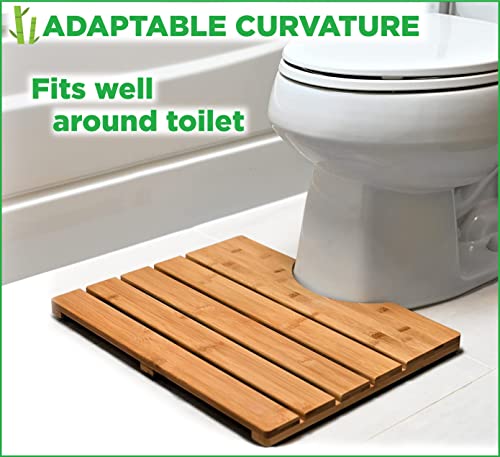 Zpirates Bamboo Toilet Mat - Curved Bath Mat, U-Shaped Wood Rug For Toilet Base - Decorative, Bathroom Essential #TOP6