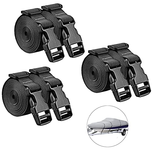 Adjustable Boat Cover Straps with Quick Release Buckles Heavy Duty Boat Cover Tie Down Straps Webbing Tightening Straps Suspenders Belt (1 Wx96 L 6-Pack)