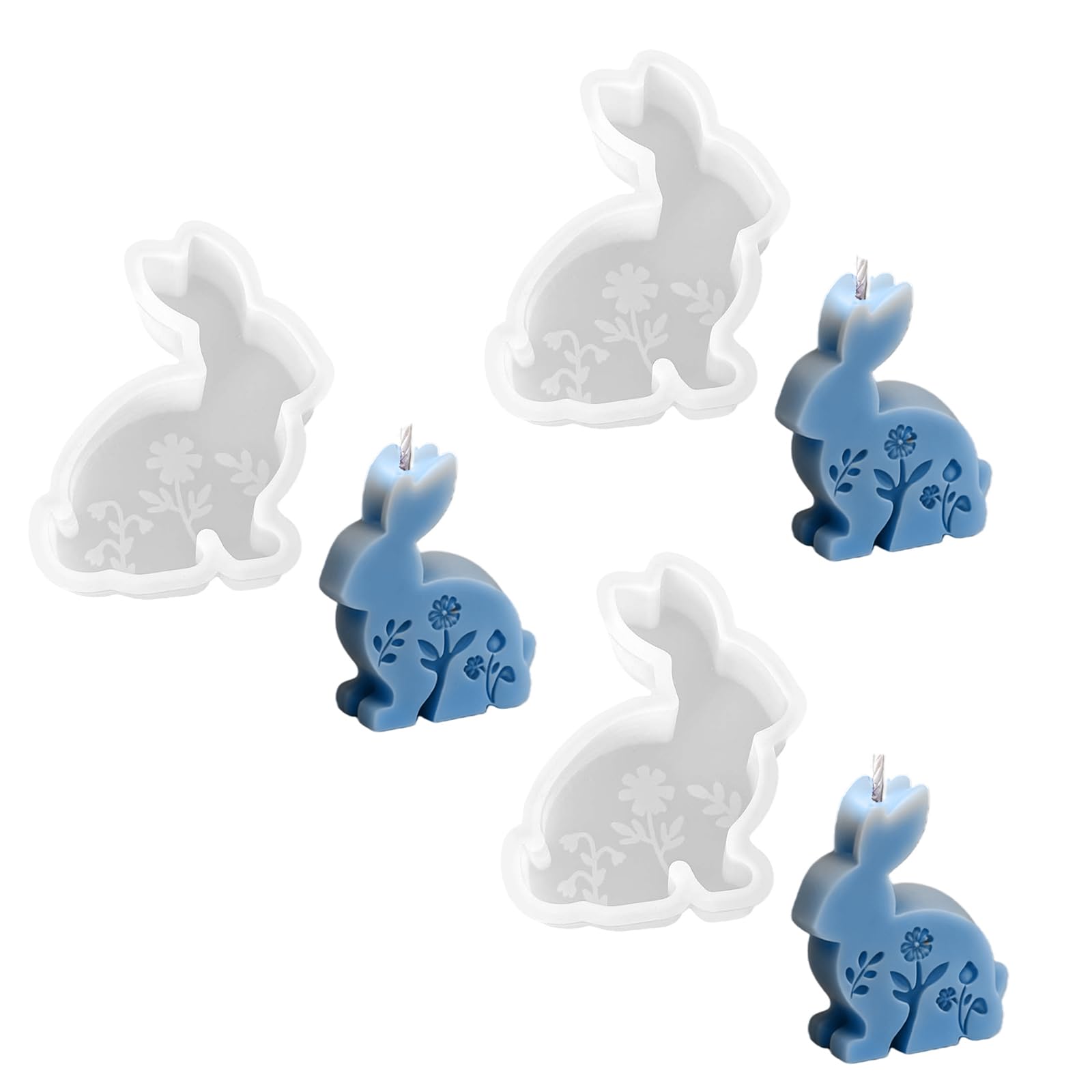 LUCKGONI Flower Hare Silicone Easy Demold Multipurpose Silicone Mould for Epoxy Resin Candle Soap
