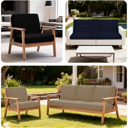 Image of BIETYONE 4Pcs Patio Stretch Cushion Covers,Outdoor Sofa Replacement Cover Slipcovers for Patio Furniture Cushion Covers, Washable Reusable Furniture Protector
