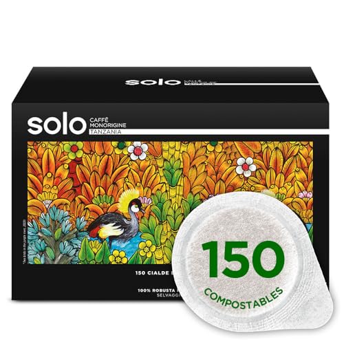 SOLO - Caffè Monorigine Tanzania, Cápsulas E.S.E. 44 mm, 150 Cápsulas Monodosis, 100% Robusta Natural, Compostable