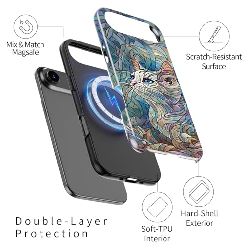 Image of Goodon for iPhone Air Case Cute - Wireless Charging Compatible - Dual-Layer Hard Shell + Silicone Cover - Protective Phone Case with Trendy Designs for Women - an Abstract Ragdoll Cat