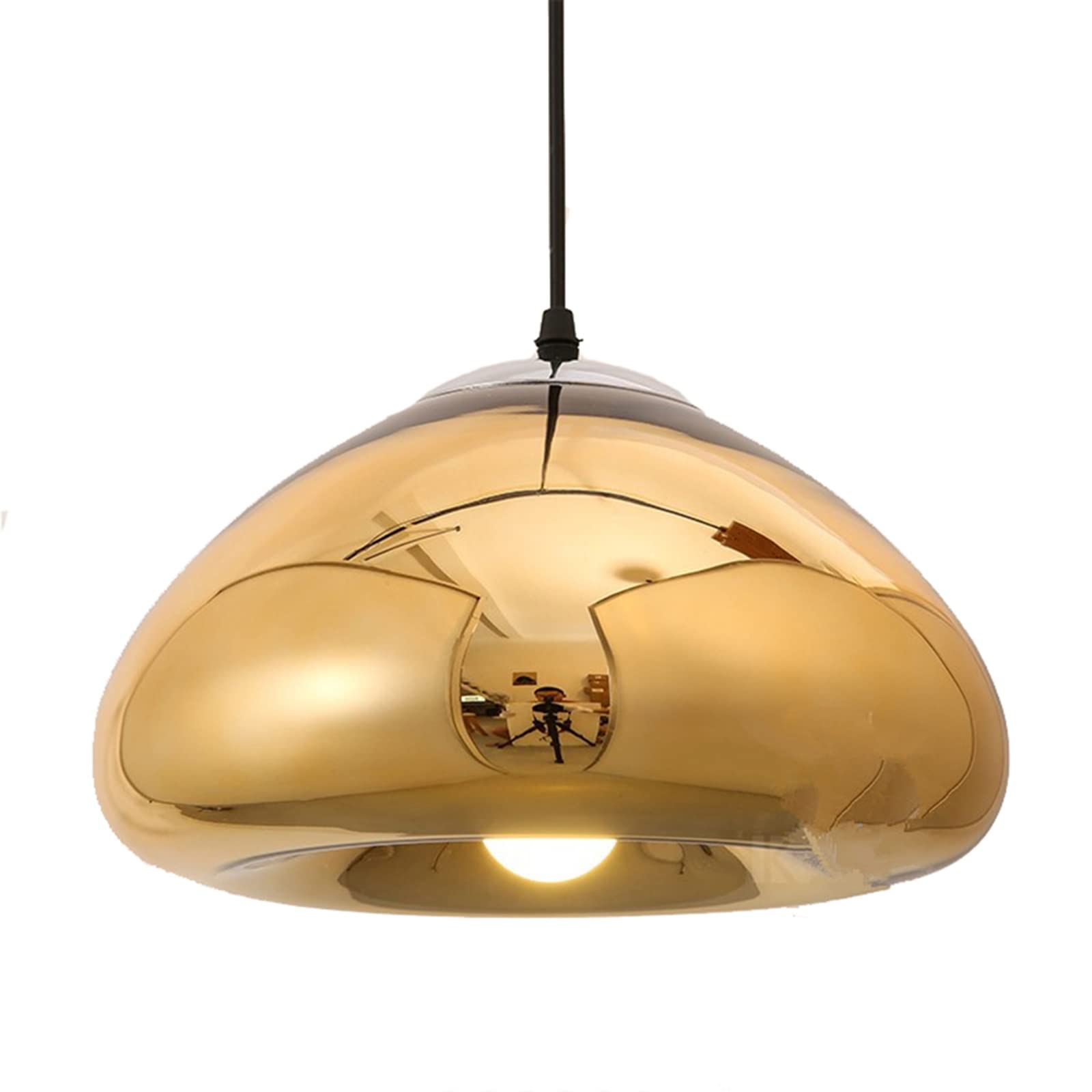 ZTTECH 300mm Oro Lámpara Colgante de Vidrio Proceso de Chapado Altura Ajustable Lámpara de Techo Moderna para Cocina Comedor Salón Bar y Restaurante (Oro)