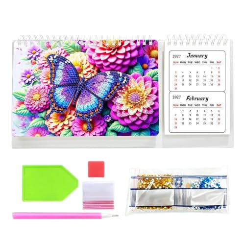 Calendario de mesa arte con diamantes ideal para casa y escuela