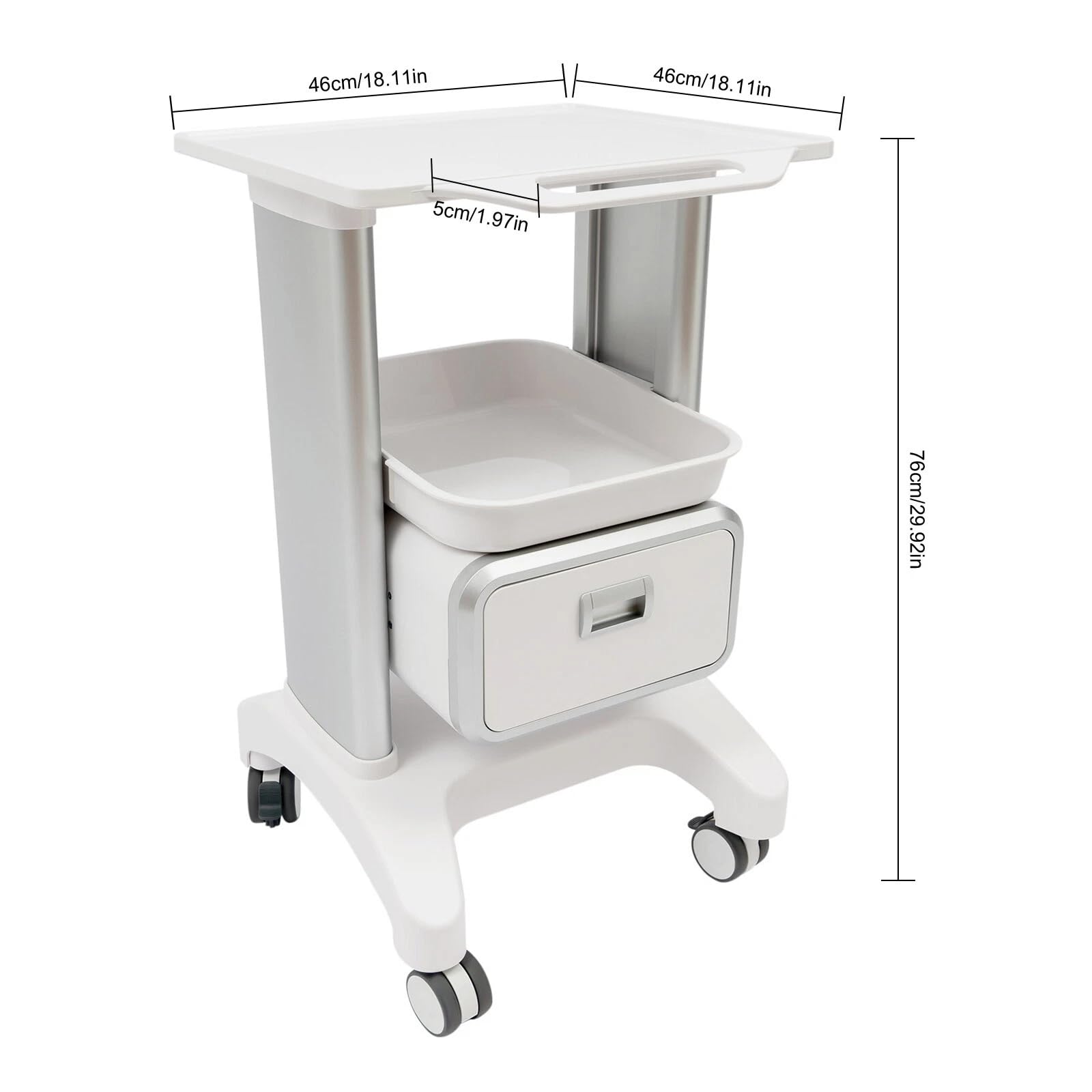 Carrello medico, beauty salon, carrello di servizio su ruote con cassetto, ruote universali, carrelli in ABS, carrelli da lavoro, parrucchieri, carrelli cosmetici, portata 60 kg