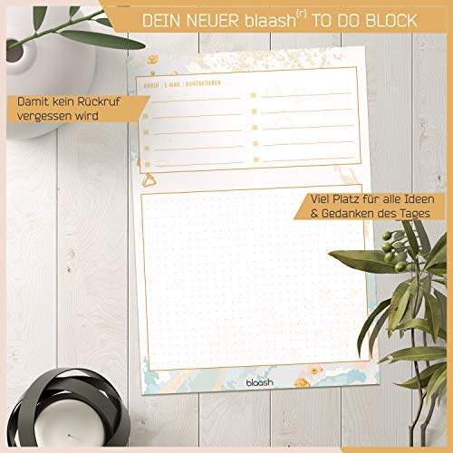 blaash® 2er Set To Do Block DIN A5 | 50 Seiten Tagesplaner mit Listen für Aufgaben, Notizen und Ideen | Optimale Organisation und Motivation im Alltag | ToDo Liste Block | Notizblock To Do