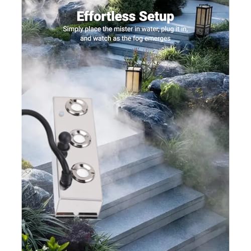 Yanmis Ultraschall-Nebelgerät mit 3 Köpfen, IP67 Wasserdicht, Ultraschall-Nebelgerät, 4,5 L Pro Stunde, Ultraschall-Luftbefeuchter mit 3 Meter Kabel, für Teich, Gewächshaus,