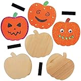 Baker Ross AX250 Kürbis Kühlschrankmagnete aus Holz Bastelset für Kinder - 12 Stück, Kreative Künstler- und Bastelbedarf zum Basteln und Dekorieren in der Herbstzeit
