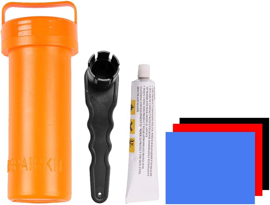 SUP Repair Kit with PVC Patches and Glue for Inflatables Portable Stand-Up Paddleboard Repair Kit with Wrench for Inflatable Kayak Boat Raft Surfboard