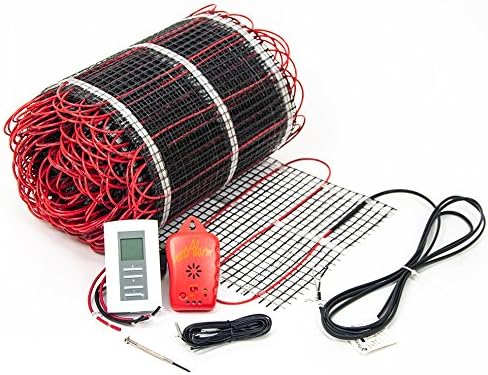 7.5 sq.ft. 120-Volt. Ceramic & Stone Tile Electric Floor Heating Kit w/Resideo Floor Thermostat and Installation Alarm, (5 ft. x 1.5 ft.)
