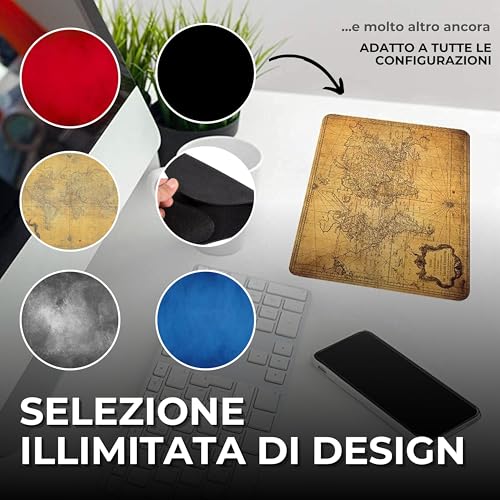 Tappetino Mouse 24 x 20 cm piccolo, grigio, con Bordo Cucito, Durevoli, antiscivolo e silenzioso, gioco, ufficio, casa, lavabile, arrotolabile, Tappetini per il Gaming Mousepad - Mousepad - Immagine 2