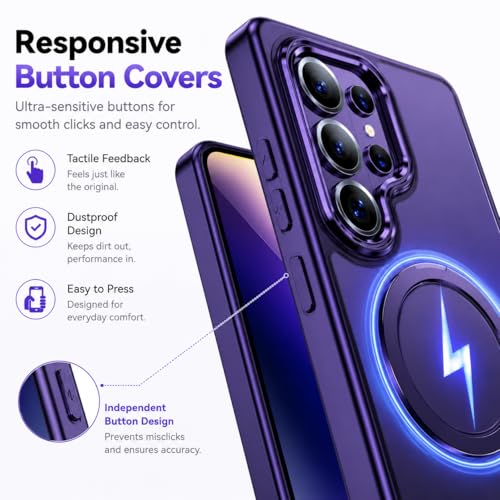 Image of DIZORO TPU Magnetic 360 Ring Stand Case Fit Compatible with Samsung Galaxy S26 Ultra Case, Compatible with MagSafe & Wireless Charging,Military Grade Drop Tested,Translucent Kick Back Cover (Deep)