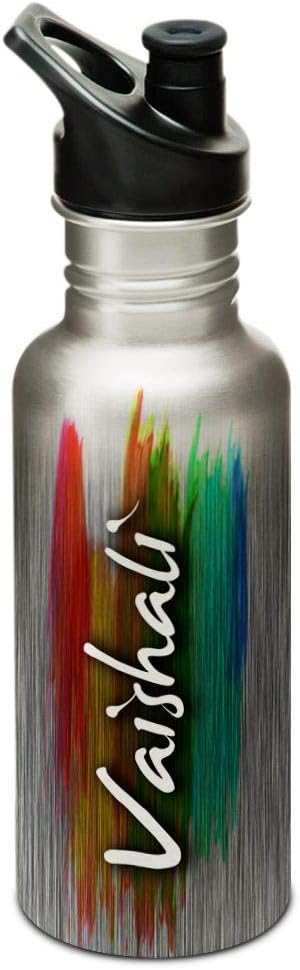 Hot Muggs® "Vaishali" Me PaintBrush Stainless Steel Sports Cap Water Bottle, 600ml