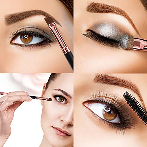 Duo Eyebrow Brush, Spoolie Brush And Angled Brow Brush Eyelash Brush For Eye Makeup. (5Pcs, Black) #TOP4