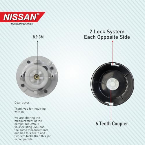Image of Stainless Steel Juicer Mixer Grinder Jar with 6-Teeth Coupler Compatibility, 800ml