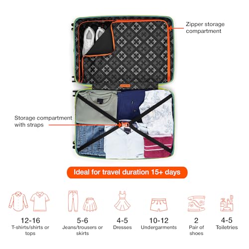 Image of Nasher Miles Cairo Hard-Sided Polypropylene Luggage Set of 3 | 55cm, 65cm & 75cm | 8 Wheels Small, Medium & Large Trolley Bag for Travel | Suitcase (Pastel Green & Neon)