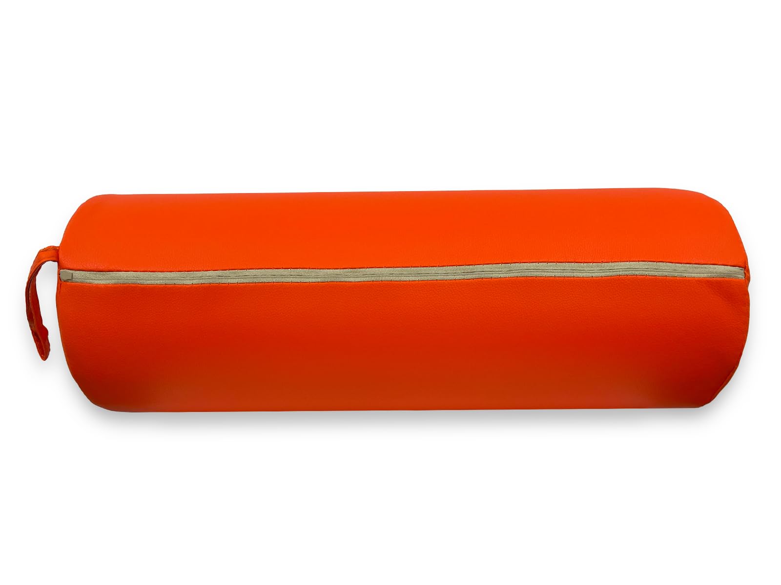 QUIRUMED Cojín Rodillo, 55 x 20 cm, color Naranja, Polipiel, Ergonómico, Relleno de espuma, para Yoga, para Fitness, para Masaje